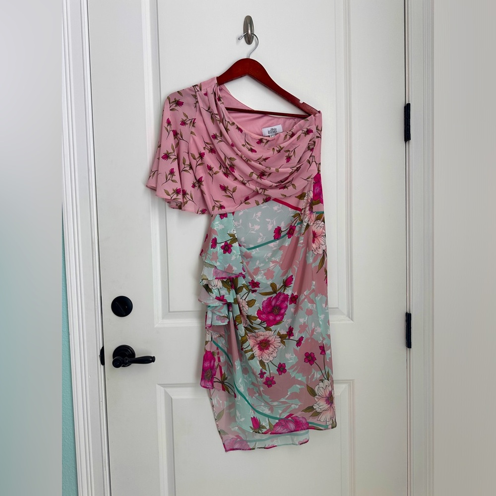 Beautiful Belle by Badgley Mishka Floral Draped One-Shoulder Dress - Size 4